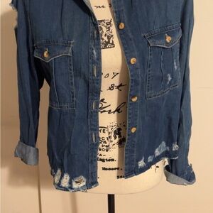 Zara Blue Distressed Jean Jacket